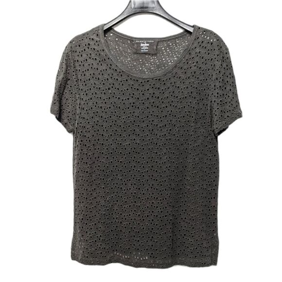 MAJESTIC PARIS Linen Eyelet Short Sleeve Shirt L - Picture 1 of 6